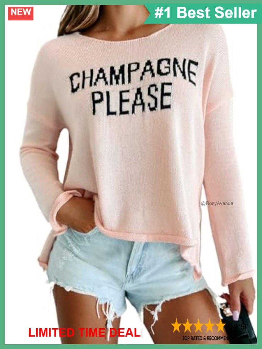 CURBODO Women's Graphic Long Sleeve Cotton Pullover Sweater Loose Crew Neck